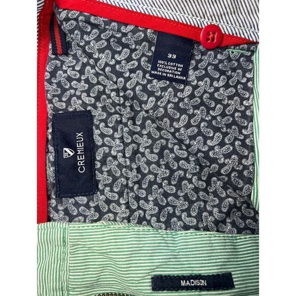 Cremieux Men's Madison Shorts 100% Cotton Striped Green Pink Flamingos size 33 - Picture 3 of 9